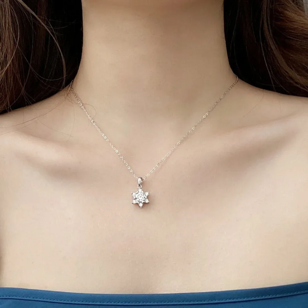Certified 1ct. t.w. Moissanite Diamond Snowflake Necklace NEW C